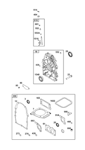 Crankcase Cover/Sump Group Diagram and Parts List for 386447-0099-H5 200000 - 399999 Briggs and Stratton Engine